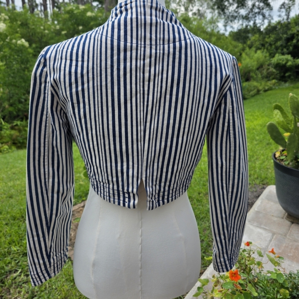Isabel de Pedro Spain Striped Stretch Denim Corset & Bolero Set US 4 - Picture 4 of 16